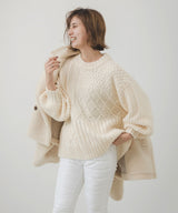 パッチワークケーブルニット