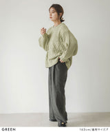 パッチワークケーブルニット