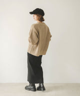 パッチワークケーブルニット