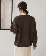 パッチワークケーブルニット