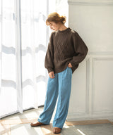 パッチワークケーブルニット