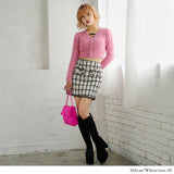 ゴールドボタンツイードスカート