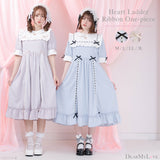 ハートくり抜きはしごリボンワンピース