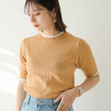 バイカラーハーフスリーブトップス【ニット】