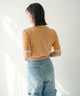 バイカラーハーフスリーブトップス【ニット】