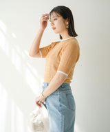 バイカラーハーフスリーブトップス【ニット】