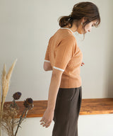 バイカラーハーフスリーブトップス【ニット】