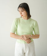 バイカラーハーフスリーブトップス【ニット】