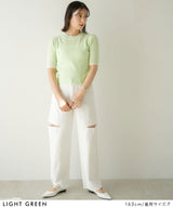 バイカラーハーフスリーブトップス【ニット】