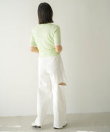 バイカラーハーフスリーブトップス【ニット】