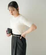 バイカラーハーフスリーブトップス【ニット】