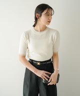 バイカラーハーフスリーブトップス【ニット】