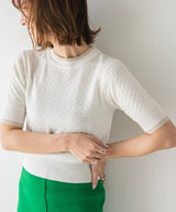 バイカラーハーフスリーブトップス【ニット】