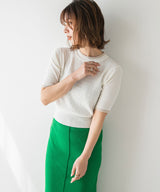 バイカラーハーフスリーブトップス【ニット】