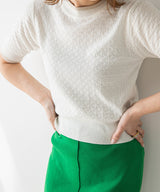 バイカラーハーフスリーブトップス【ニット】