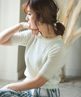 バイカラーハーフスリーブトップス【ニット】