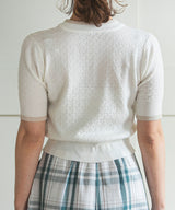 バイカラーハーフスリーブトップス【ニット】