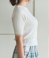 バイカラーハーフスリーブトップス【ニット】