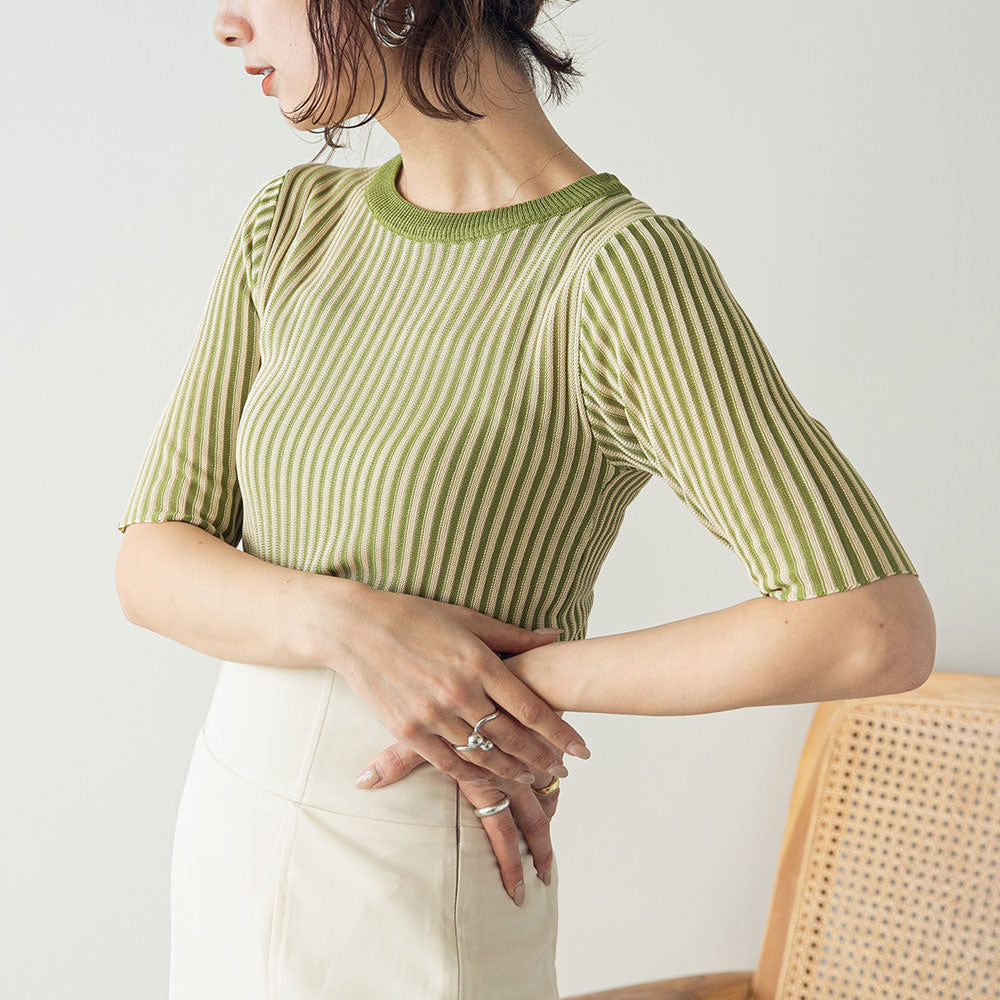 バイカラーリブニットトップス – レディースファッション通販の夢展望