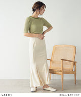 バイカラーリブニットトップス