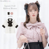 【メール便】スクエアフリルボウタイリボンブラウス