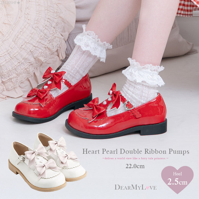 ハートパールダブルリボンパンプス – レディースファッション通販の夢