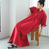 インド綿スキッパーロングワンピース