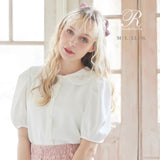 【メール便】ローズ刺繍丸襟ブラウス