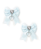 キラキラハートビジュー2個セットリボンクリップ