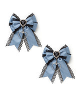 キラキラハートビジュー2個セットリボンクリップ