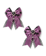 キラキラハートビジュー2個セットリボンクリップ