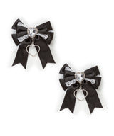 キラキラハートビジュー2個セットリボンクリップ