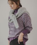 ジャガード編みタートルニット