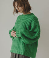 モヘアタッチローゲージニット