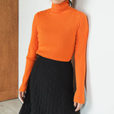 ロングスリーブカラフルリブタートルニット