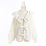 【新春セール】前後2WAYダブルリボンカーディガン【ニット】