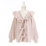 【新春セール】前後2WAYダブルリボンカーディガン【ニット】