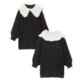 選べる衿&丈ハートケーブルニットワンピース