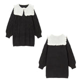 選べる衿&丈ハートケーブルニットワンピース