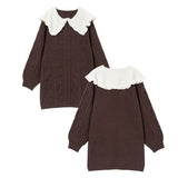 選べる衿&丈ハートケーブルニットワンピース