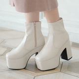 12cm厚底ストレッチショートブーツ【大きいサイズ有】