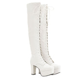 10.5cmヒールレースアップニーハイブーツ【大きいサイズ有】