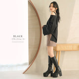 厚底ストレッチフィットロングブーツ【大きいサイズ有】