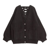 バックレースアップチュニックカーディガン【大きいサイズ有】【ニット】