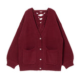 バックレースアップチュニックカーディガン【大きいサイズ有】【ニット】