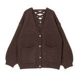 バックレースアップチュニックカーディガン【大きいサイズ有】【ニット】