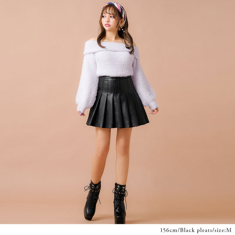 【GW限定】キルティングorプリーツ選べるフェイクレザースカート