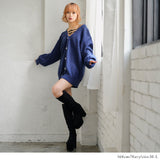 Vネックあざといビジュー釦カーディガン【ニット】