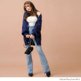 Vネックあざといビジュー釦カーディガン【ニット】