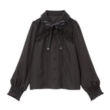 フリルボレロヨークレースリボンブラウス